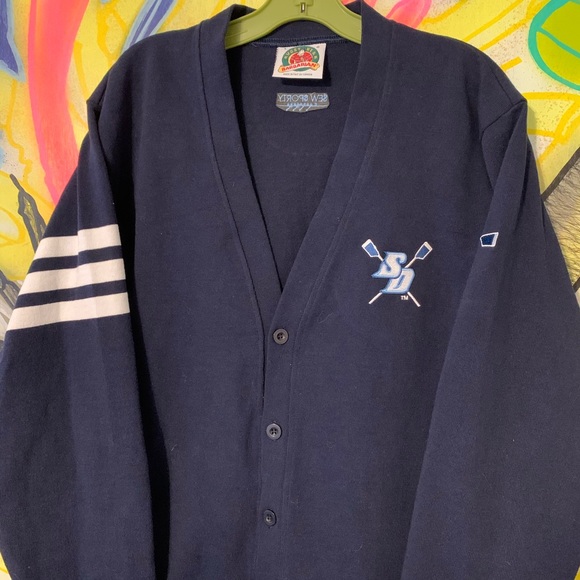 Vintage U of San Diego Crew Logo Team Cardigan L - Picture 2 of 7